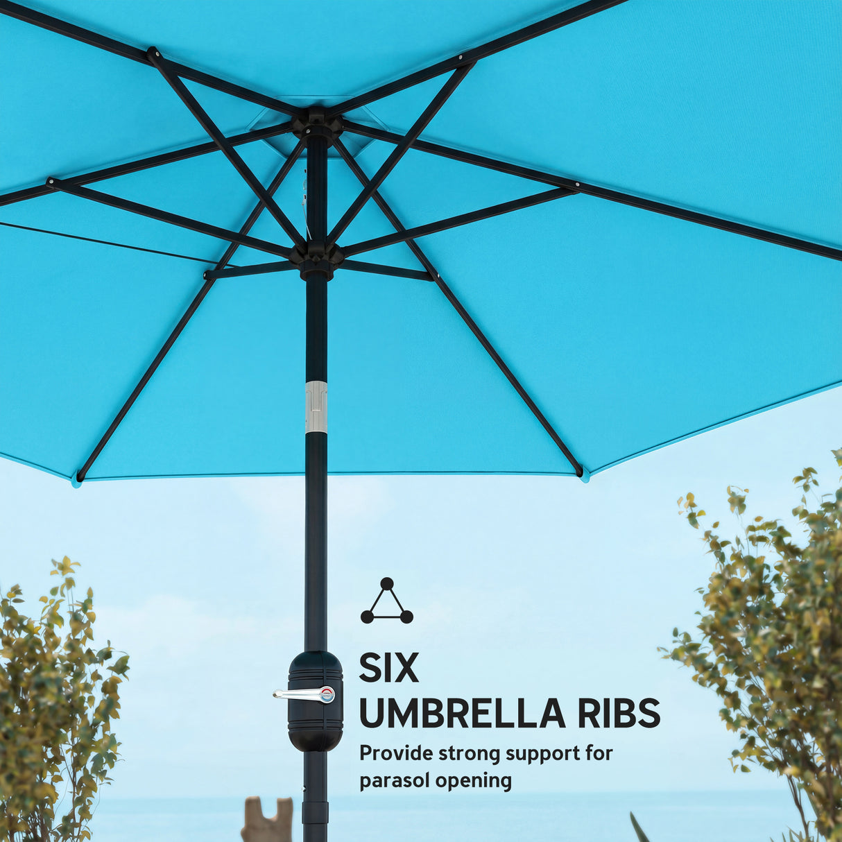 Polyester Tilting Parasol Umbrella 265cm Diameter - Velmora