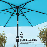 Polyester Tilting Parasol Umbrella 265cm Diameter - Velmora