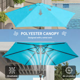 Polyester Tilting Parasol Umbrella 265cm Diameter - Velmora