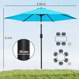 Polyester Tilting Parasol Umbrella 265cm Diameter - Velmora