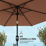 Polyester Tilting Parasol Umbrella 265cm Diameter - Velmora