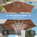Polyester Tilting Parasol Umbrella 265cm Diameter - Velmora