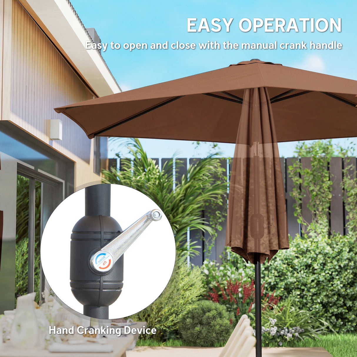 Polyester Tilting Parasol Umbrella 265cm Diameter - Velmora
