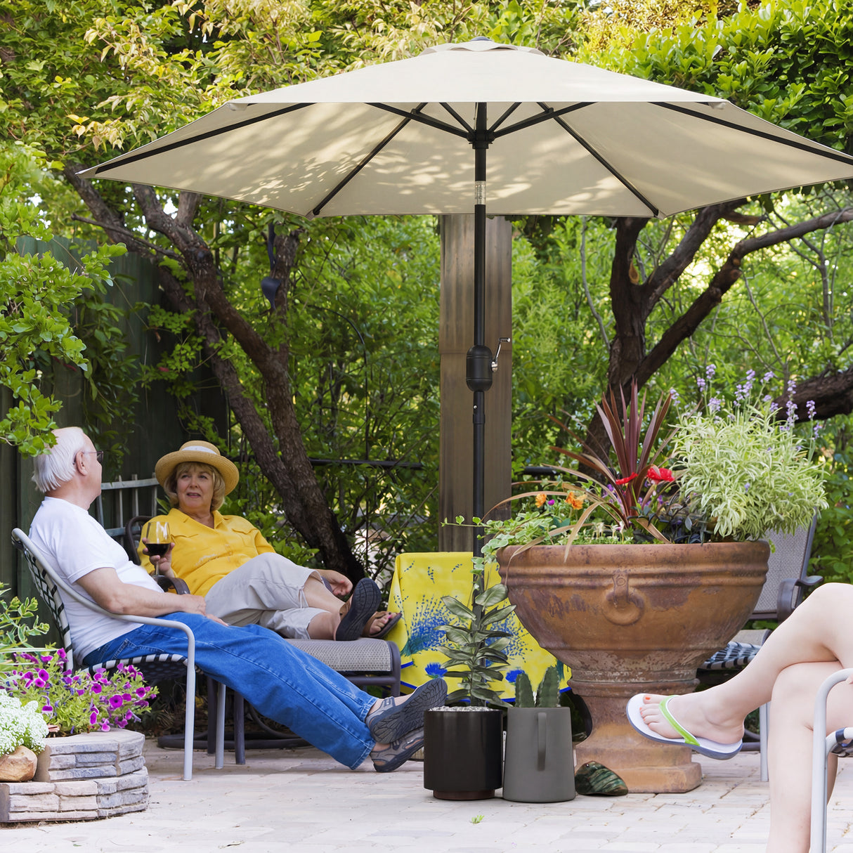 Polyester Tilting Parasol Umbrella 265cm Diameter - Velmora