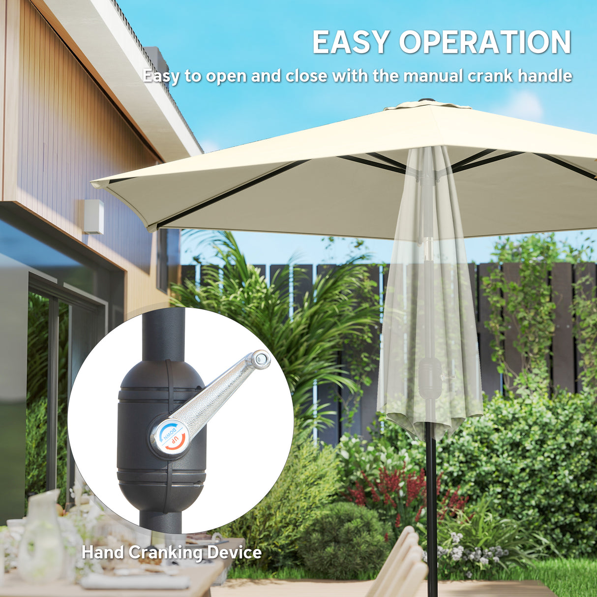 Polyester Tilting Parasol Umbrella 265cm Diameter - Velmora