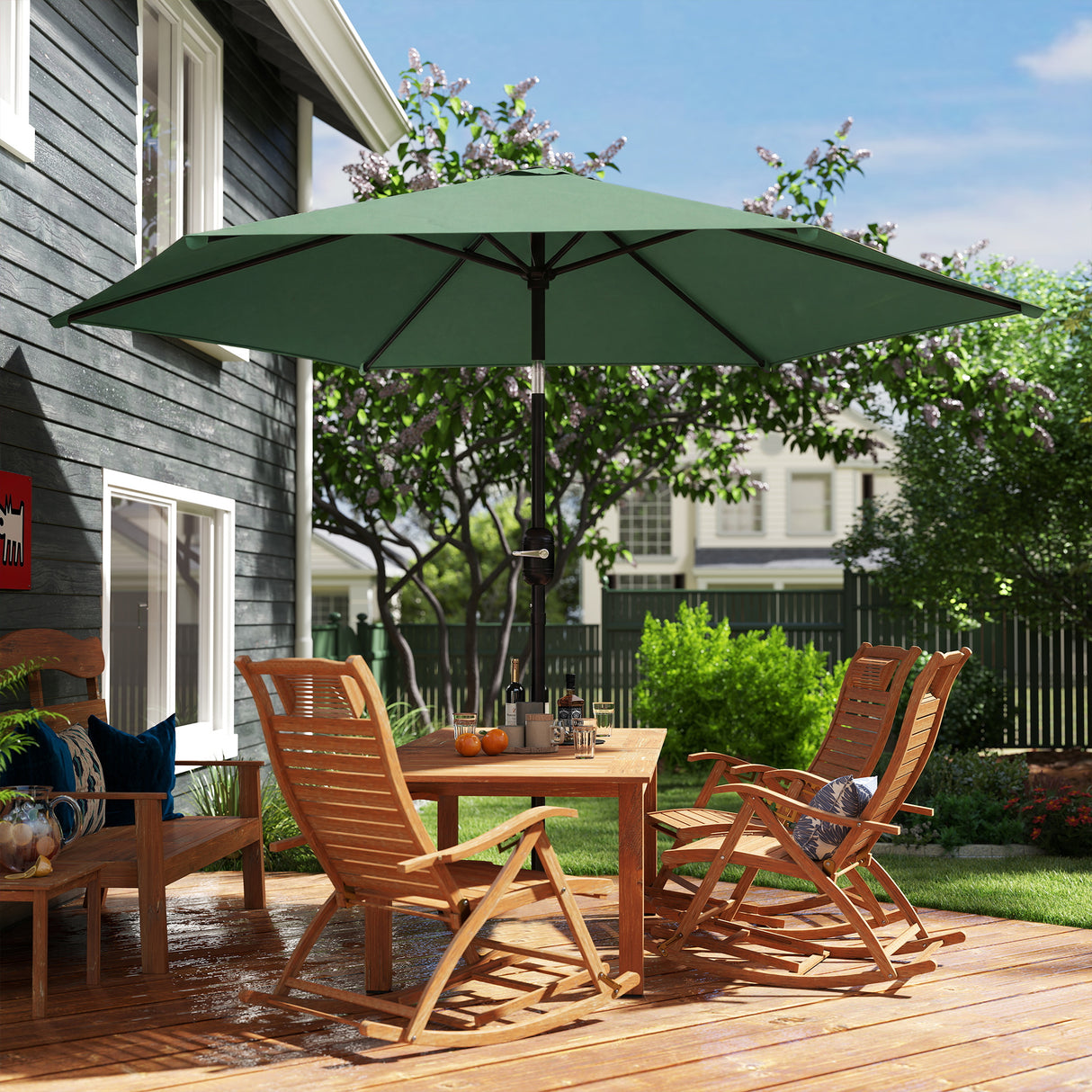 Polyester Tilting Parasol Umbrella 265cm Diameter - Velmora