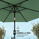 Polyester Tilting Parasol Umbrella 265cm Diameter - Velmora