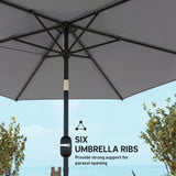 Polyester Tilting Parasol Umbrella 265cm Diameter - Velmora