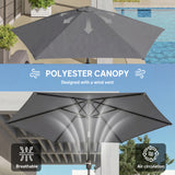 Polyester Tilting Parasol Umbrella 265cm Diameter - Velmora