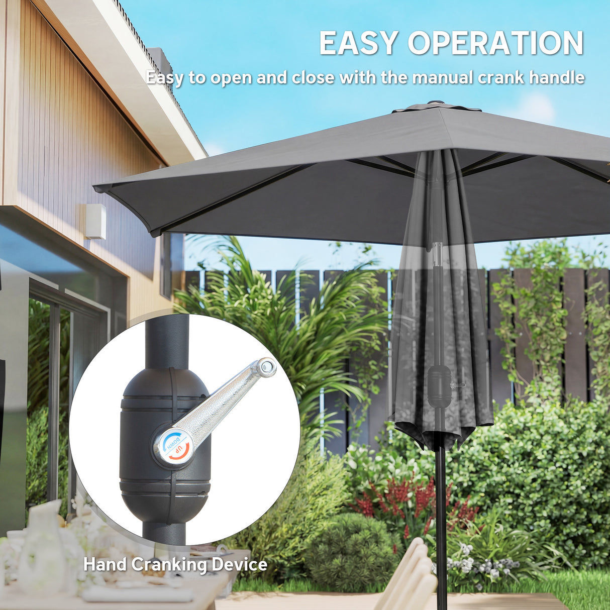 Polyester Tilting Parasol Umbrella 265cm Diameter - Velmora