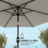 Polyester Tilting Parasol Umbrella 265cm Diameter - Velmora