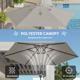 Polyester Tilting Parasol Umbrella 265cm Diameter - Velmora
