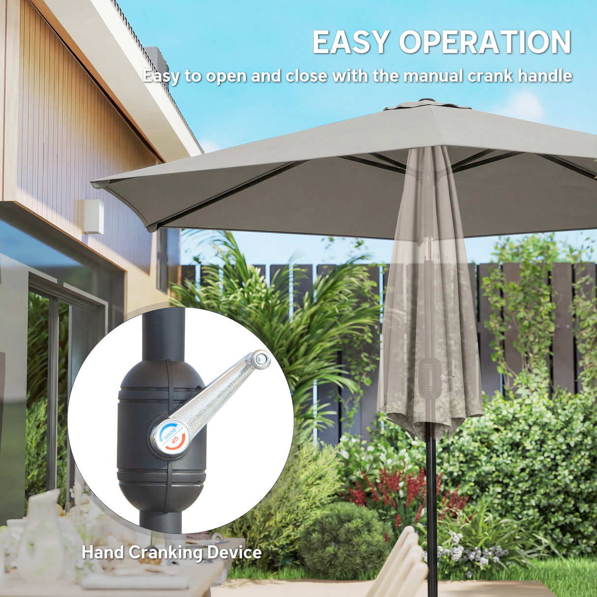 Polyester Tilting Parasol Umbrella 265cm Diameter - Velmora