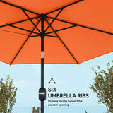 Polyester Tilting Parasol Umbrella 265cm Diameter - Velmora