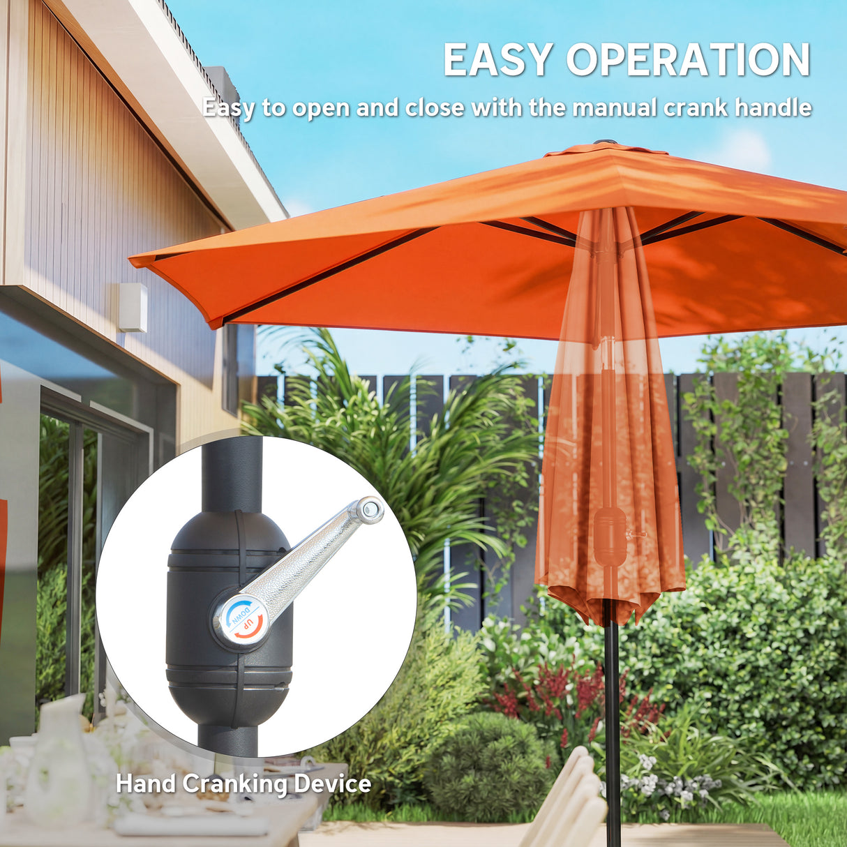 Polyester Tilting Parasol Umbrella 265cm Diameter - Velmora