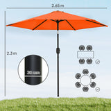 Polyester Tilting Parasol Umbrella 265cm Diameter - Velmora
