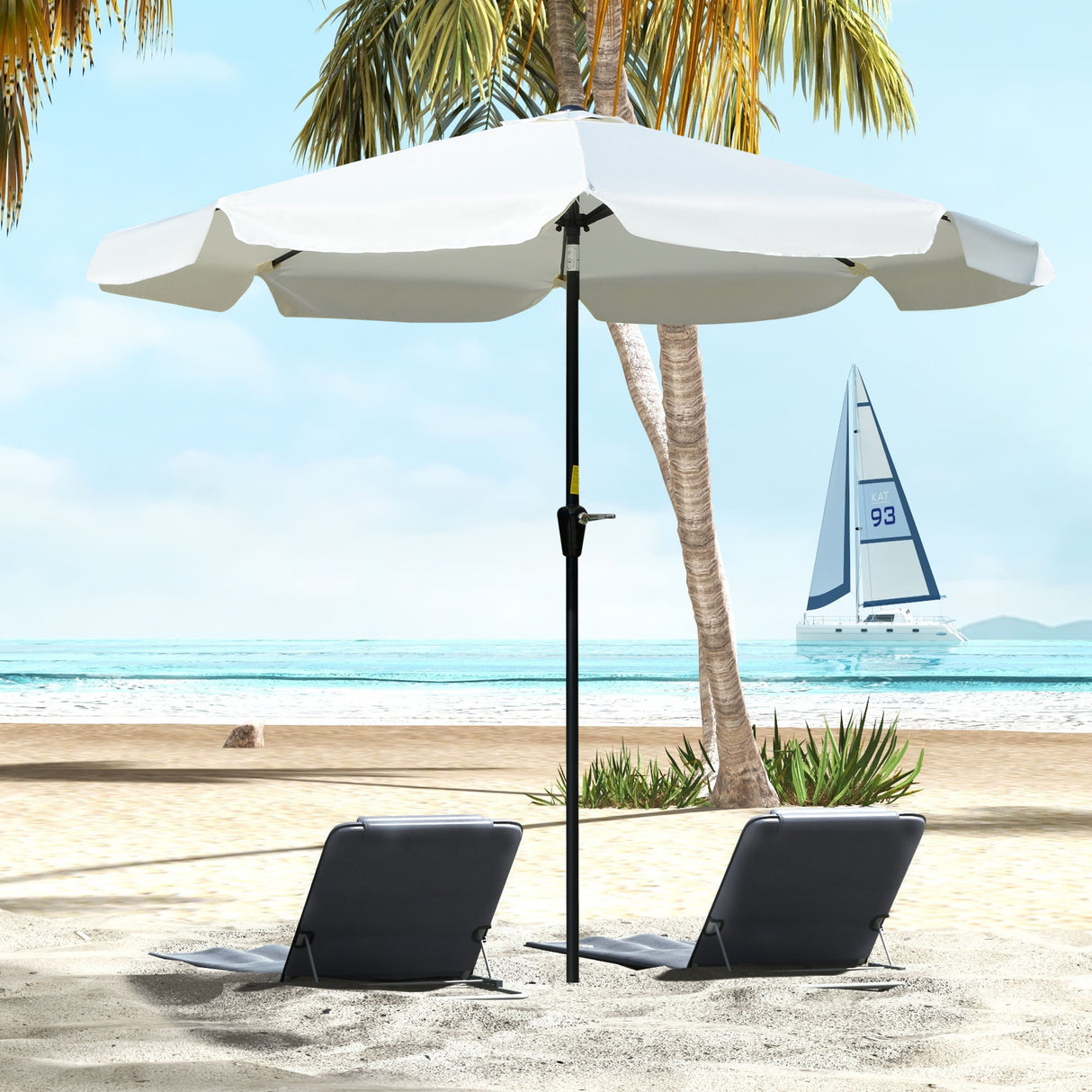 Polyester Tilting Parasol Umbrella 266cm Diameter - Velmora