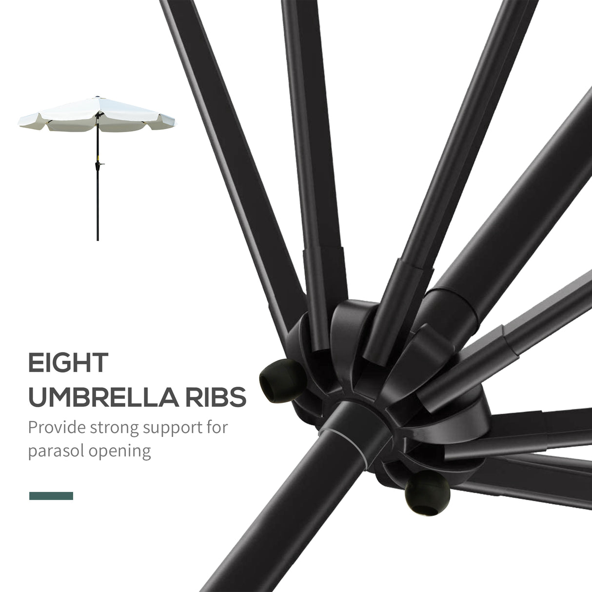 Polyester Tilting Parasol Umbrella 266cm Diameter - Velmora