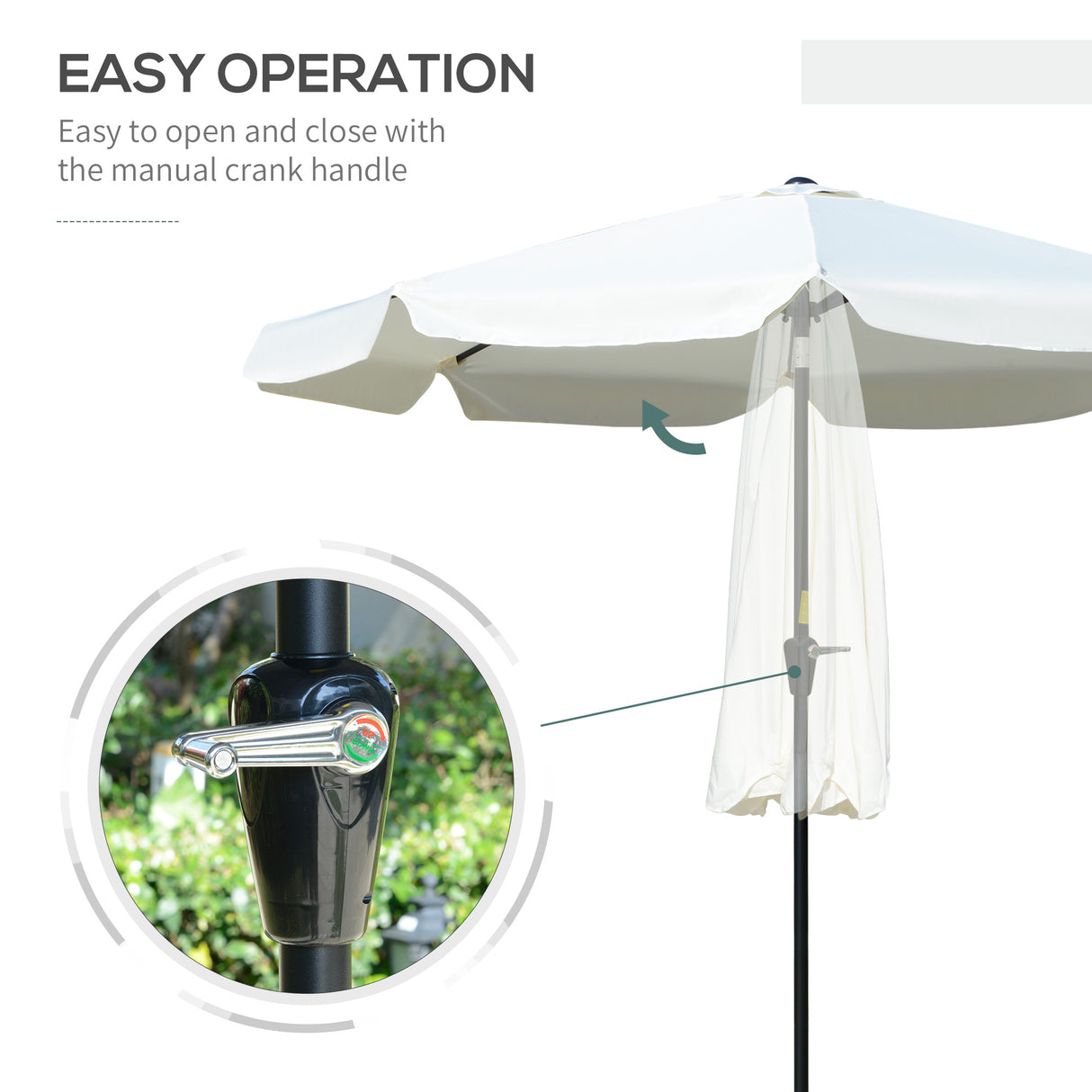 Polyester Tilting Parasol Umbrella 266cm Diameter - Velmora