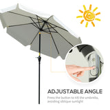 Polyester Tilting Parasol Umbrella 266cm Diameter - Velmora