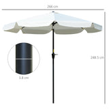 Polyester Tilting Parasol Umbrella 266cm Diameter - Velmora