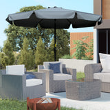 Polyester Tilting Parasol Umbrella 266cm Diameter - Velmora