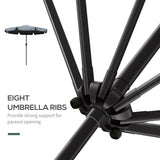 Polyester Tilting Parasol Umbrella 266cm Diameter - Velmora