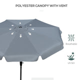 Polyester Tilting Parasol Umbrella 266cm Diameter - Velmora