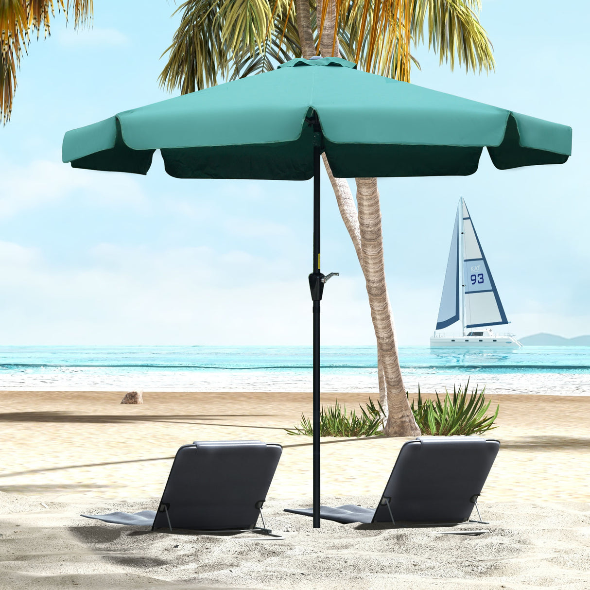 Polyester Tilting Parasol Umbrella 266cm Diameter - Velmora