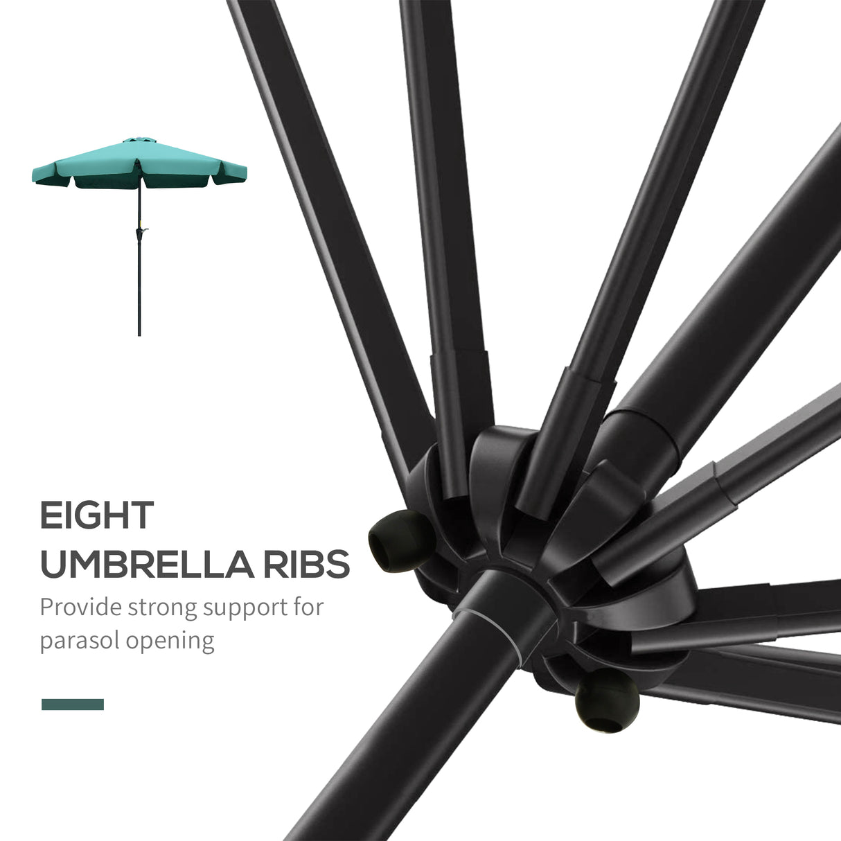 Polyester Tilting Parasol Umbrella 266cm Diameter - Velmora