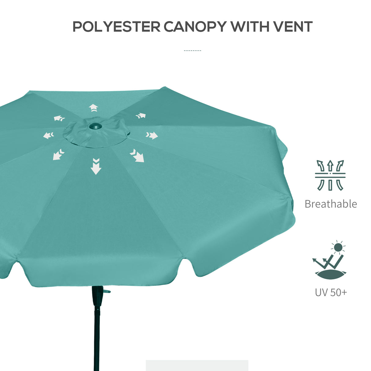 Polyester Tilting Parasol Umbrella 266cm Diameter - Velmora