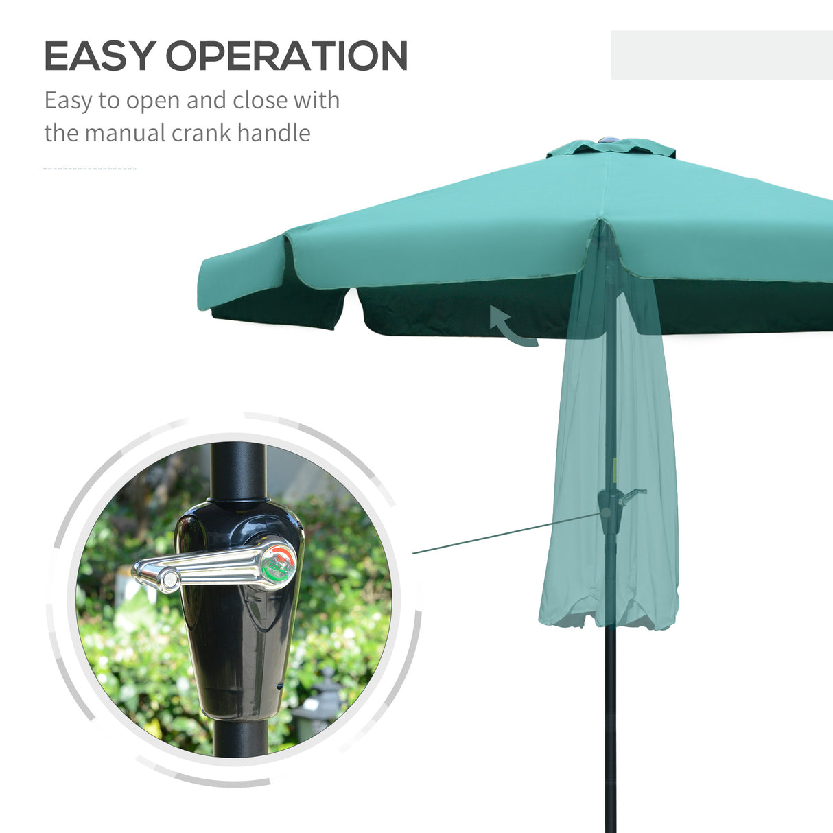 Polyester Tilting Parasol Umbrella 266cm Diameter - Velmora