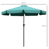 Polyester Tilting Parasol Umbrella 266cm Diameter - Velmora