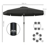 Polyester Tilting Parasol Umbrella 266cm Diameter - Velmora