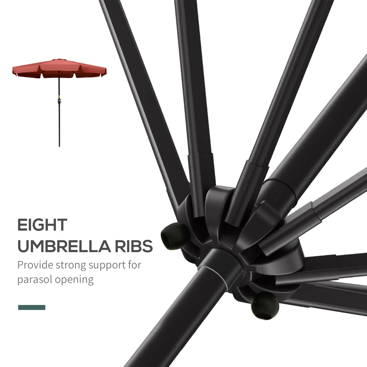 Polyester Tilting Parasol Umbrella 266cm Diameter - Velmora