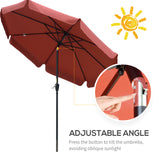 Polyester Tilting Parasol Umbrella 266cm Diameter - Velmora