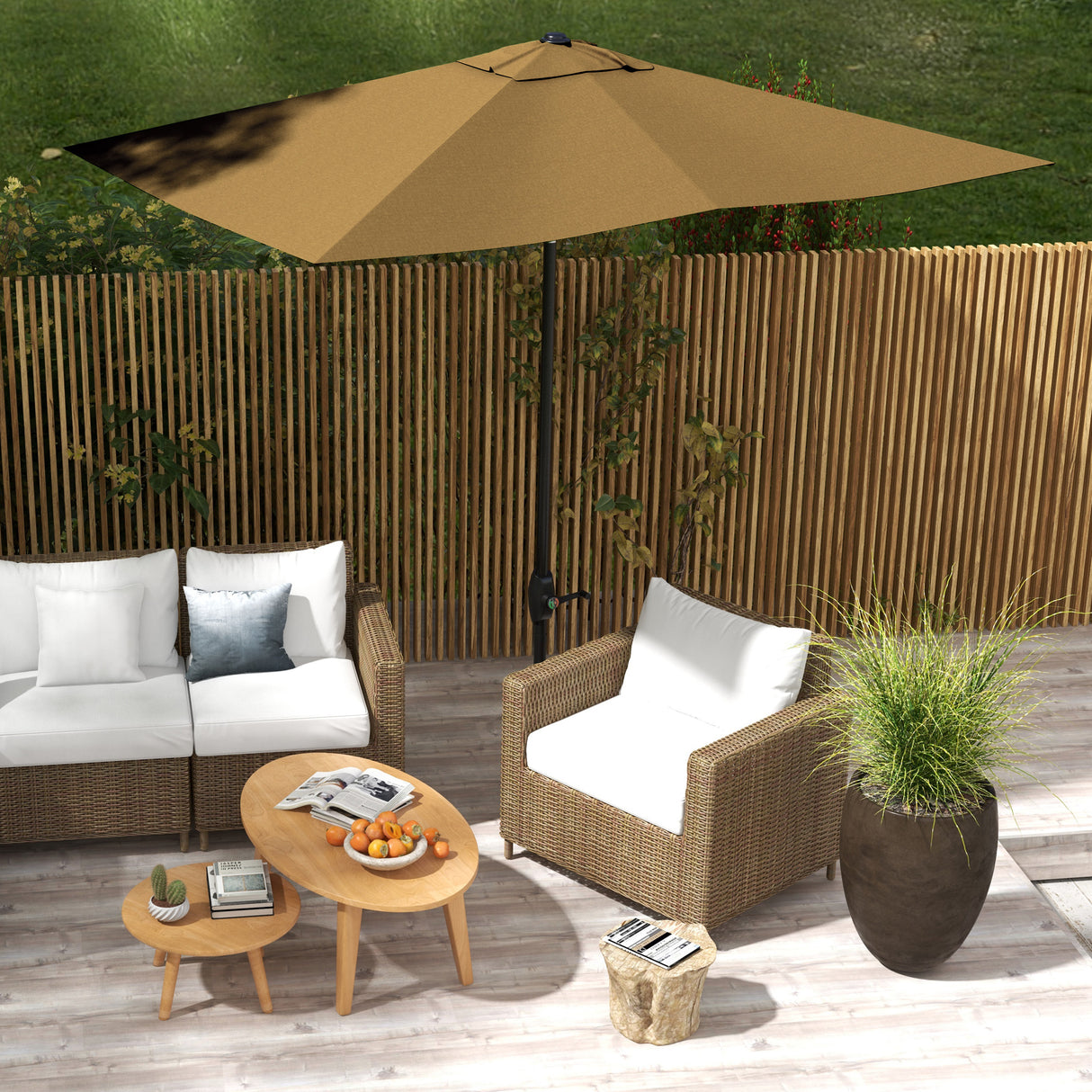 Polyester Tilting Parasol Umbrella 290cm Width x 200cm Depth - Velmora