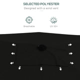 Polyester Tilting Parasol Umbrella 290cm Width x 205cm Depth - Velmora