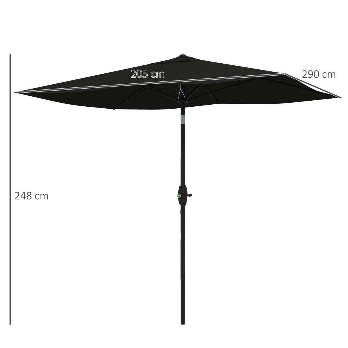 Polyester Tilting Parasol Umbrella 290cm Width x 205cm Depth - Velmora