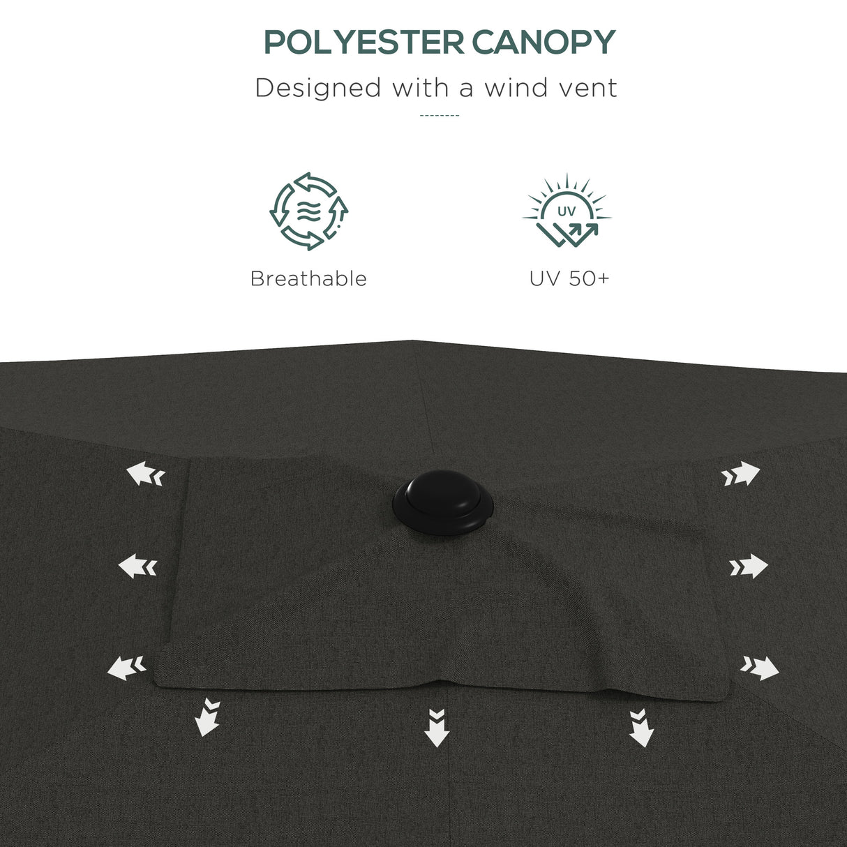 Polyester Tilting Parasol Umbrella 290cm Width x 205cm Depth - Velmora