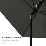 Polyester Tilting Parasol Umbrella 290cm Width x 205cm Depth - Velmora