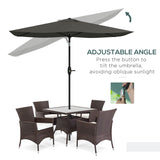 Polyester Tilting Parasol Umbrella 290cm Width x 205cm Depth - Velmora