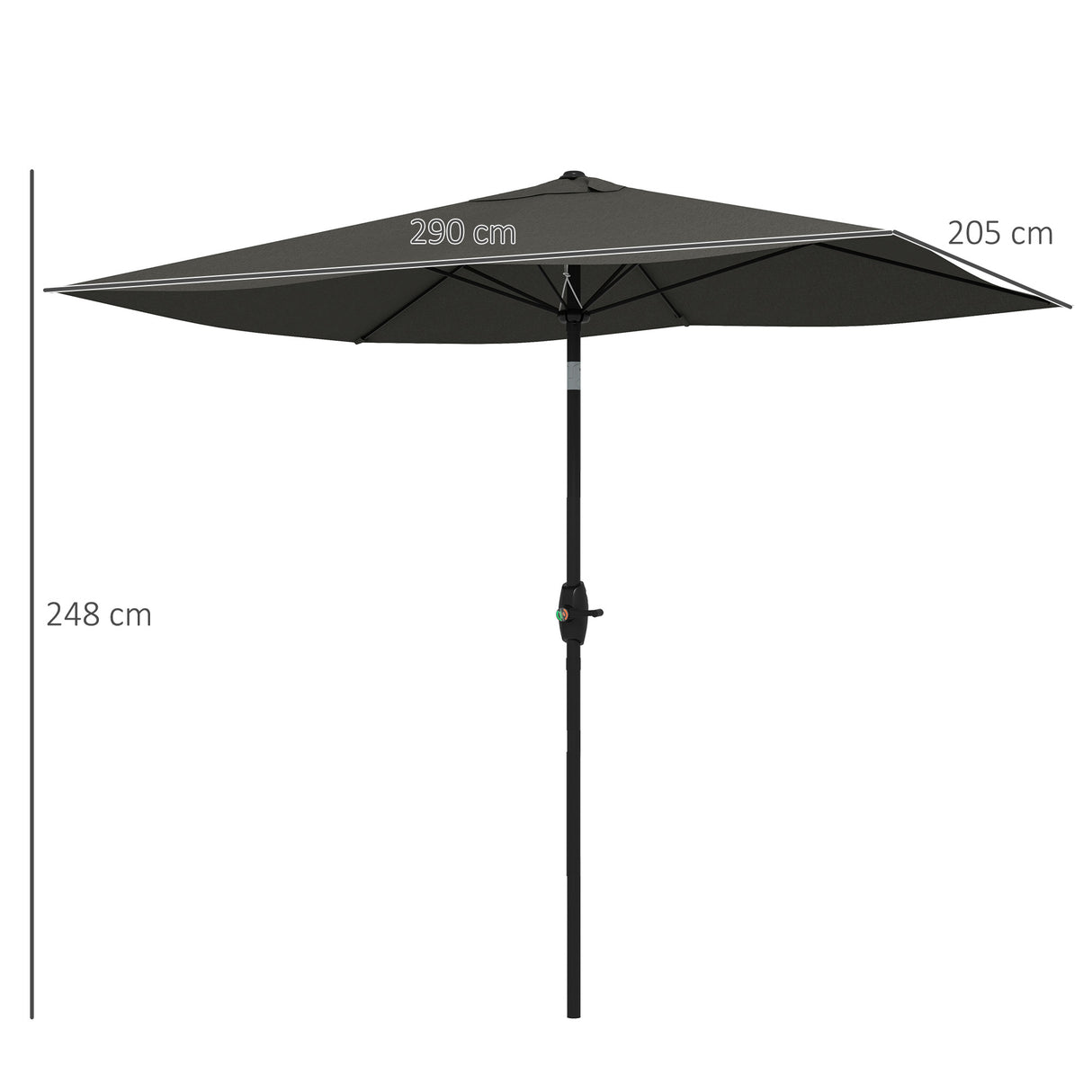 Polyester Tilting Parasol Umbrella 290cm Width x 205cm Depth - Velmora