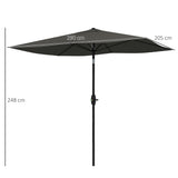 Polyester Tilting Parasol Umbrella 290cm Width x 205cm Depth - Velmora