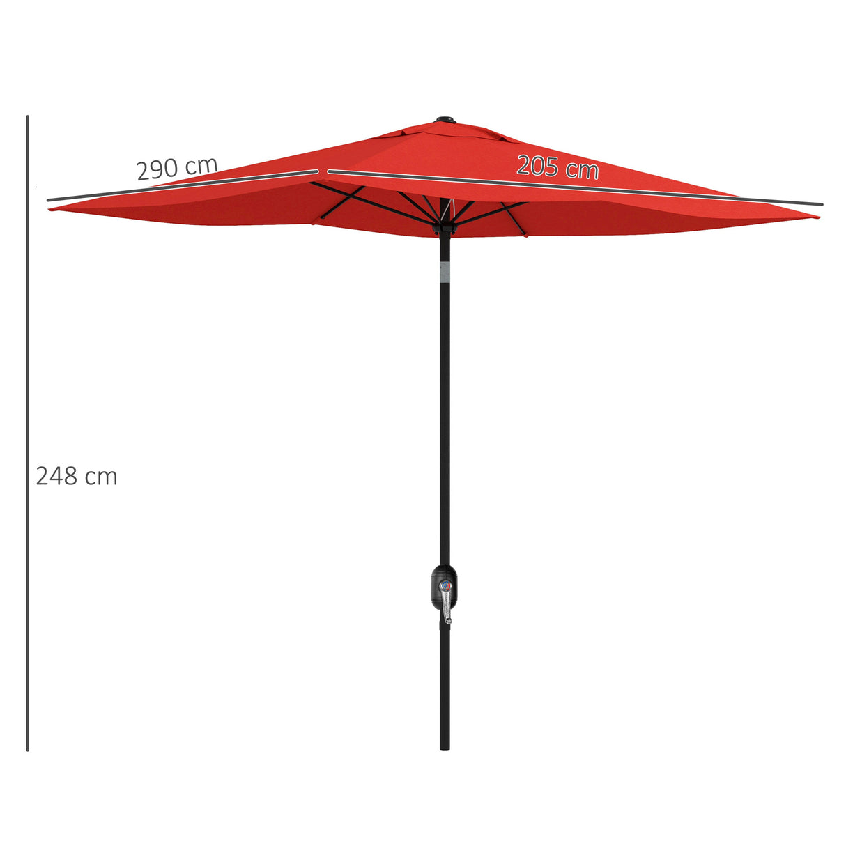 Polyester Tilting Parasol Umbrella 290cm Width x 205cm Depth - Velmora