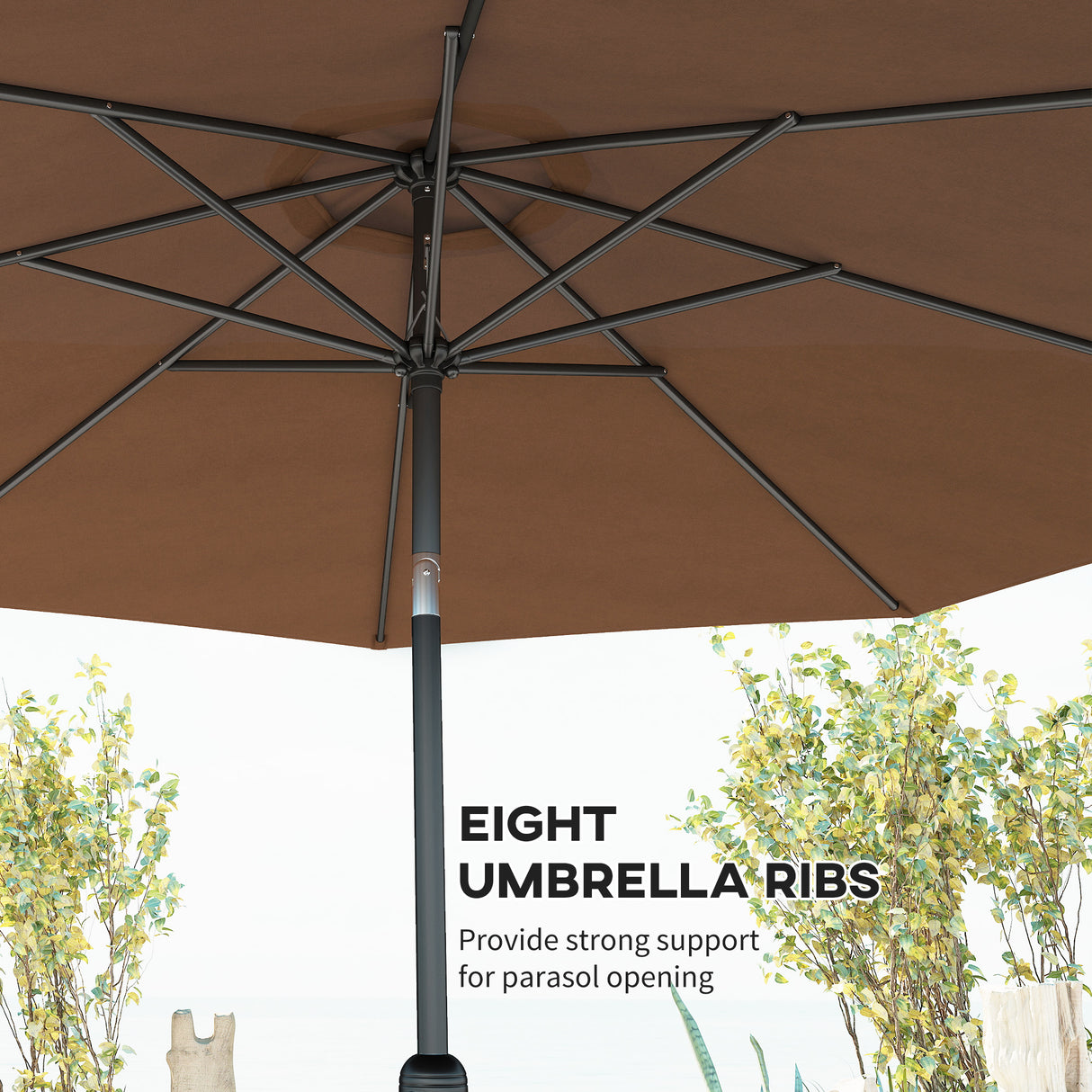 Polyester Tilting Parasol Umbrella 295cm Diameter - Velmora