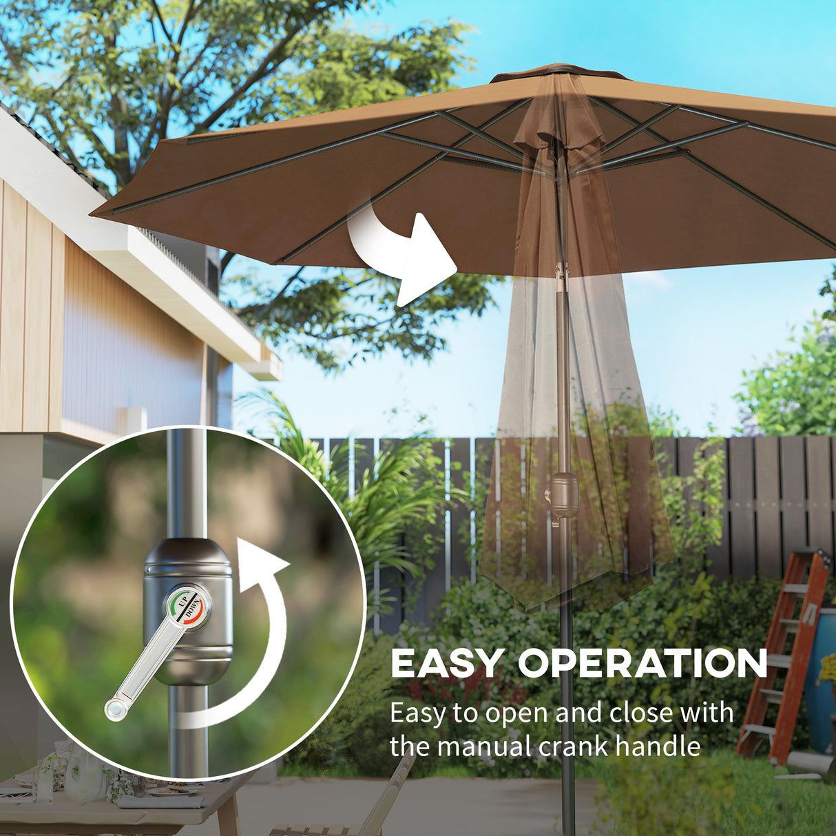 Polyester Tilting Parasol Umbrella 295cm Diameter - Velmora