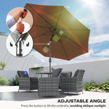 Polyester Tilting Parasol Umbrella 295cm Diameter - Velmora