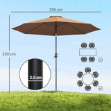 Polyester Tilting Parasol Umbrella 295cm Diameter - Velmora
