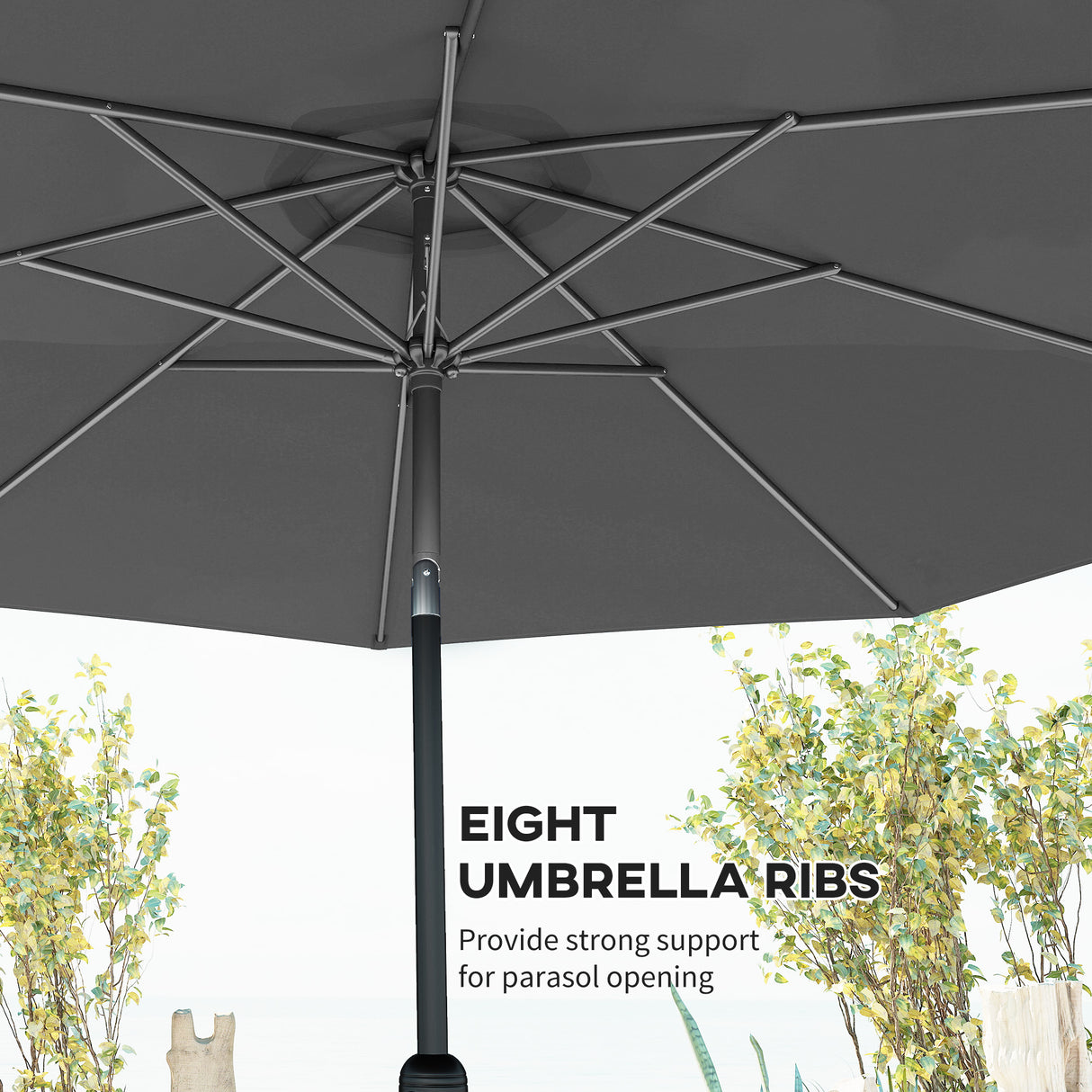 Polyester Tilting Parasol Umbrella 295cm Diameter - Velmora